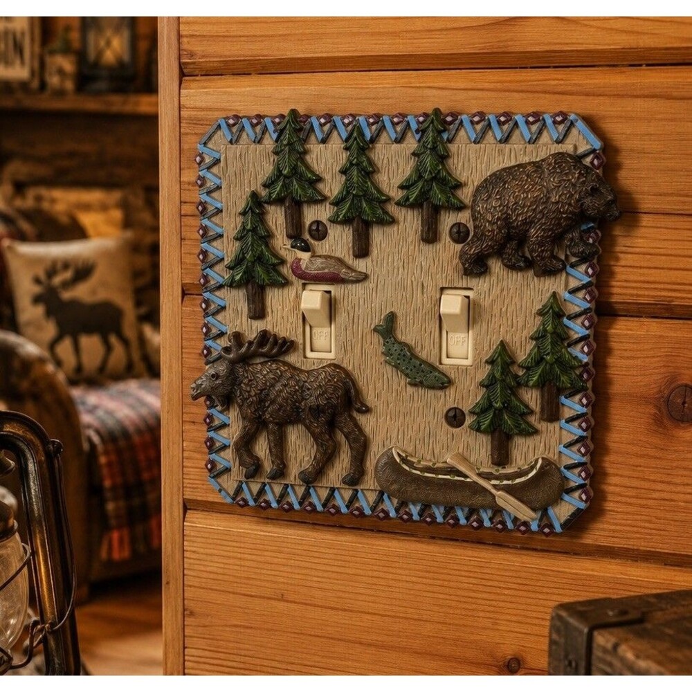 Burlington House Mountain Retreat Moose Bear Cabin Light Switch Plate Cover